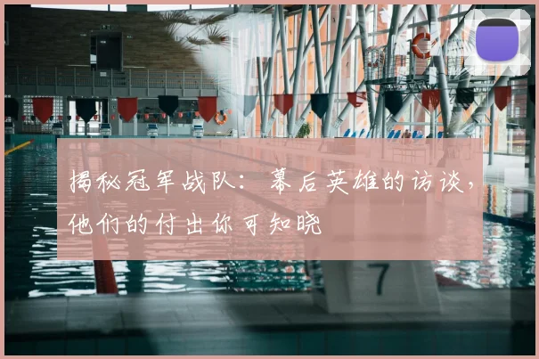 揭秘冠军战队：幕后英雄的访谈，他们的付出你可知晓